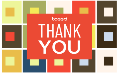 Gift card with Thank you phrase and Tossd logo