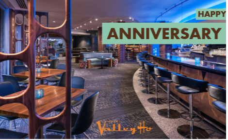 ZuZu restaurant interior; text says "Happy Anniversary"