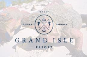 Grande Isle Resort logo with a lizard set as the background