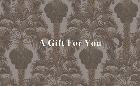 Gift card image with the text “A Gift For You” on the hotel wallpaper background