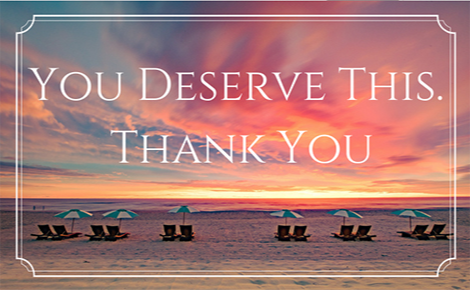 eGift card image of the beach at sunset with the text 