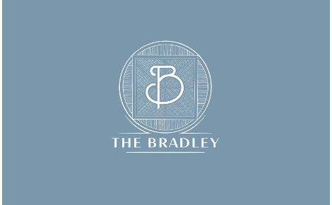 Blue background with The Bradley white logo